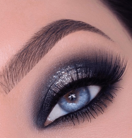 navy blue shimmer eye makeup