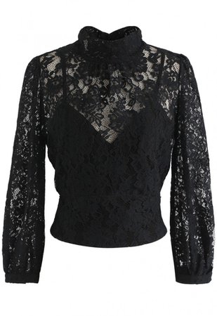 Floral Lace Open Back Crop Top in Black - NEW ARRIVALS - Retro, Indie and Unique Fashion