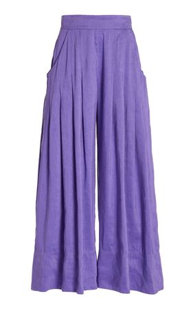 Equinox Pleated Linen-Silk Wide-Leg Pants By Aje | Moda Operandi