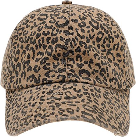 MIRMARU Baseball Dad Hat Vintage Washed Cotton Low Profile Embroidered Adjustable Baseball Caps (Distressed Leopard, Brown) at Amazon Women’s Clothing store