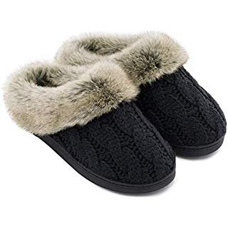 Amazon.com | Womens Slippers Memory Foam Fluffy Warm Non-Slip Comfortable Slip-on House Shoes Plush Indoor & Outdoor Winter | Slippers