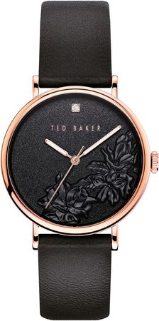 Phylipa Flowers Leather Strap Watch, 37mm