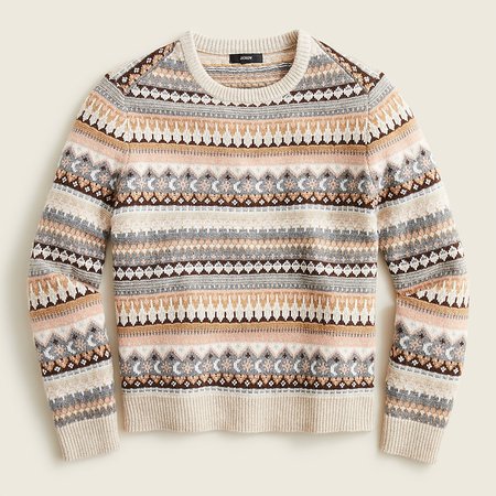 J.Crew: Fair Isle Cropped Crewneck Sweater For Women