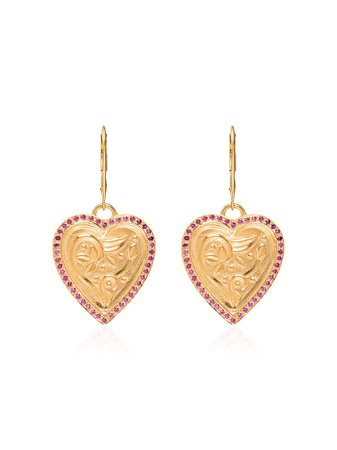 Yellow Gold Ileana Makri Heart Pendant Earrings | Farfetch.com
