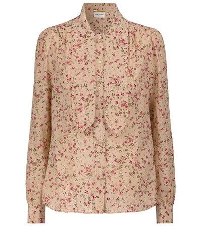 Saint Laurent - Floral silk blouse | Mytheresa