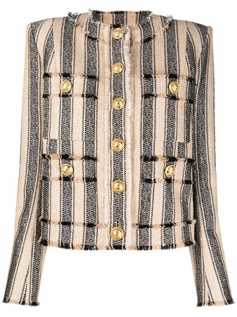 Shop Balmain striped tweed jacket with Express Delivery - FARFETCH