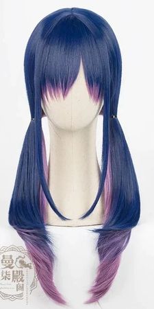 Blue and purple pigtail cosplay wig
