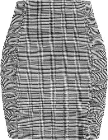 Amazon.com: Plaid Pencil Skirt for Women Zip Up Mini Skirts High Wasited Short Skirts for Office(Black Gray Plaid,S) : Clothing, Shoes & Jewelry
