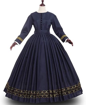 Amazon.com: Women Vintage 1860s Victorian Dress Long Sleeve with Petticoat Victorian Dresses for Women (S, Navy Blue) : Clothing, Shoes & Jewelry