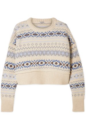 Miu Miu | Cropped Fair Isle wool sweater | NET-A-PORTER.COM