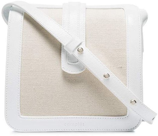 Complet white Jade leather trim canvas cross body bag