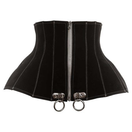 Jean Paul Gaultier black suede zip up corset, fw 1987 For Sale at 1stDibs