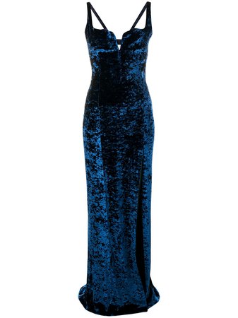 Shop blue Galvan Solstice velvet dress with Express Delivery - Farfetch