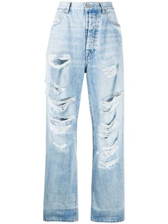 UNRAVEL PROJECT Distressed straight-leg Jeans - Farfetch