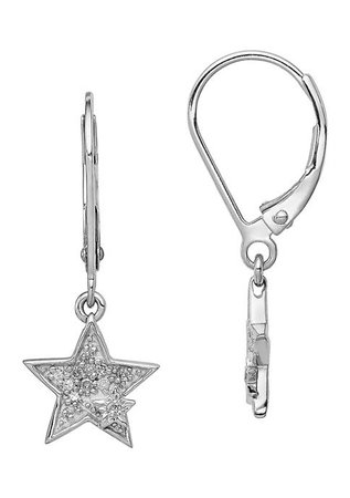 Belk & Co. 1/10 ct. t.w. Diamond Star Lever Back Earrings in Rhodium Plated Sterling Silver