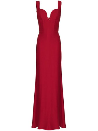 Shop red Alexander McQueen plunge neck fitted gown with Express Delivery - Farfetch