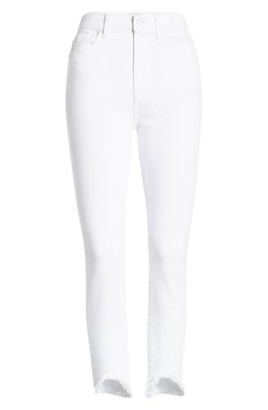 7 For All Mankind® Fray Hem Ankle Skinny Jeans (Clean White) | Nordstrom