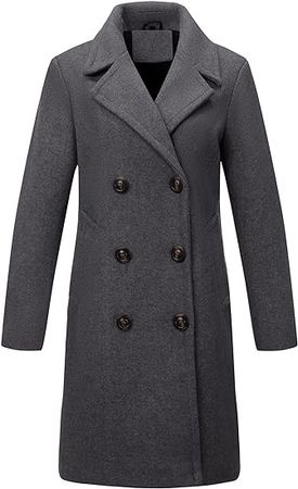 Amazon.com: Bellivera Women Wool Jacket Blend Winter Mid Long Trench Coat Warm Pea Overcoat : Clothing, Shoes & Jewelry