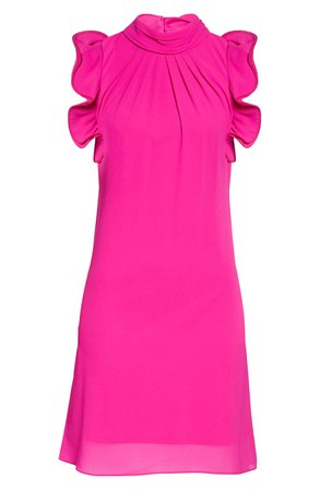 Vince Camuto Ruffle Sleeve Chiffon Shift Dress pink