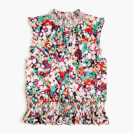 Sleeveless mockneck top in splatter floral - Women's Shirts | J.Crew