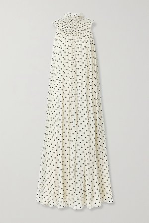 Cream Flocked silk-blend crepon gown | Adam Lippes | NET-A-PORTER