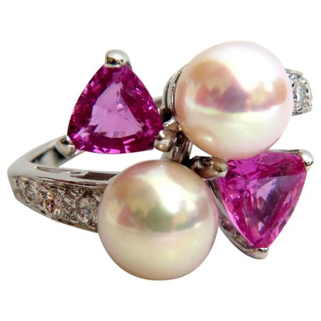 Natural South Seas Pink Sapphire Diamonds Rings For Sale at 1stDibs