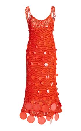 Exclusive Paillette-Sequined Crocheted Cotton Midi Dress By Oscar De La Renta | Moda Operandi