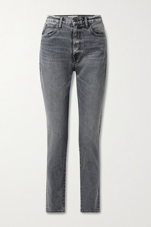 Beatnik Distressed High-rise Slim-leg Jeans - Gray