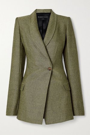 Army green Herringbone wool blazer | Brandon Maxwell | NET-A-PORTER