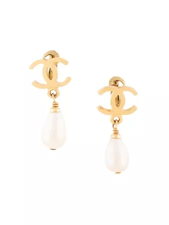 Chanel Vintage CC Drop Pearl Earrings £740 - Shop Online SS19. Same Day Delivery in London