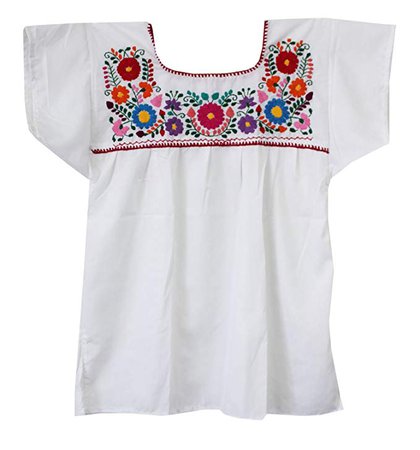Liliana Cruz Embroidered Mexican Peasant Blouse at Amazon Women’s Clothing store: