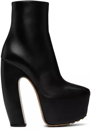 Bottega Veneta: Black Wedge Ankle Boots | SSENSE