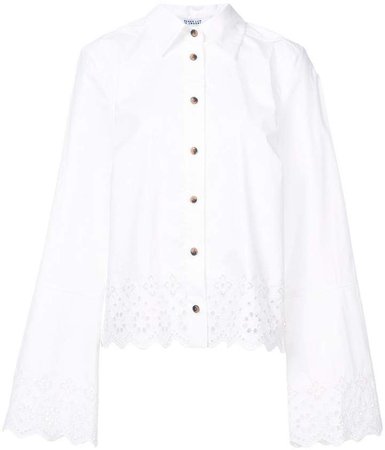 Long Sleeve Button-Down Shirt With Eyelet Embroidery
