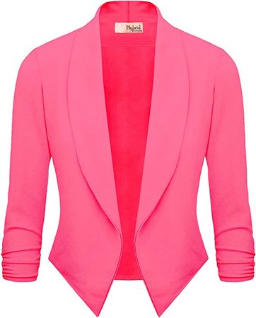 Womens Casual Work Office Open Front Blazer Jacket with Removable Shoulder Pads JK1133X NEON Pink 3X at Amazon Women’s Clothing store