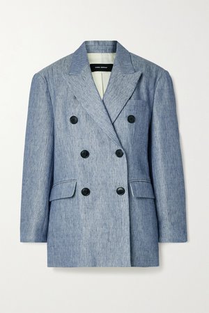 Blue Lhermine oversized double-breasted wool-blend blazer | Isabel Marant | NET-A-PORTER