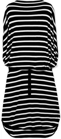 Oversized Striped Knitted Dress - Black