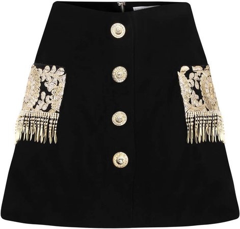 Raisa Vanessa Embroidered Velvet Mini Skirt