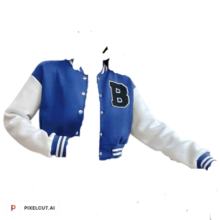 blue varsity jacket