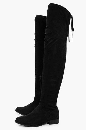 Betsy Black Flat Over The Knee Boots