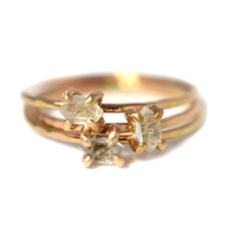 Herkimer Diamond Ring Raw Gemstone Ring Crystal Point Ring | Etsy