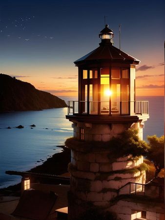 anime fantasy Lighthouse beach ⛱️