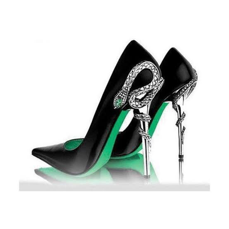 fancy green and black heels