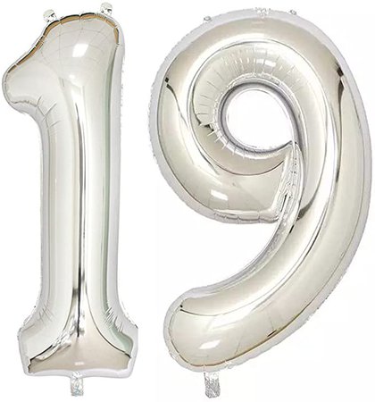 Amazon.com: 40inch Silver Foil 19 Helium Jumbo Digital Number Balloons, 19th Birthday Decoration for Girls or Boys,19 Birthday Party Supplies : Home & Kitchen