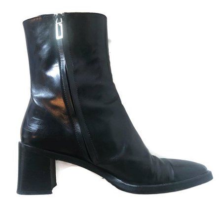 Gucci Boots | Black Leather Boots | Vintage Gucci Ankle Boot | 90s Womens Vtg Shoes | Runway Retro 1990s | Low block heel |Women Soft Grunge