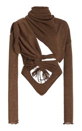 Hand-Draped Geometric Wool Bodysuit By Laquan Smith | Moda Operandi