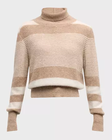 FABIANA FILIPPI Striped Turtleneck Sequin Sweater | Neiman Marcus