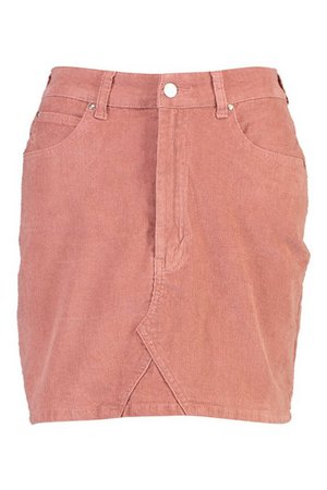 Cord Denim Mini Skirt | Boohoo pink