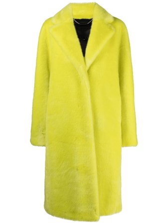 Shop yellow Philipp Plein graffiti-print faux-fur coat with Express Delivery - Farfetch