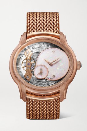 Audemars Piguet | Millenary 39.5mm 18-karat frosted pink gold and opal watch | NET-A-PORTER.COM