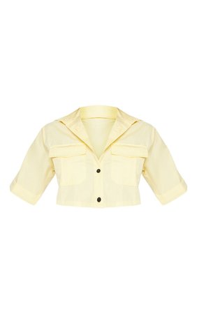 Lemon Boxy Pocket Front Crop Shirt | Tops | PrettyLittleThing
